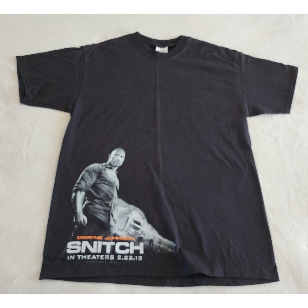 Dwayne Johnson Snitch Tee The Rock Wrestler 2013 Action Movie Promo T‎ Shirt L
